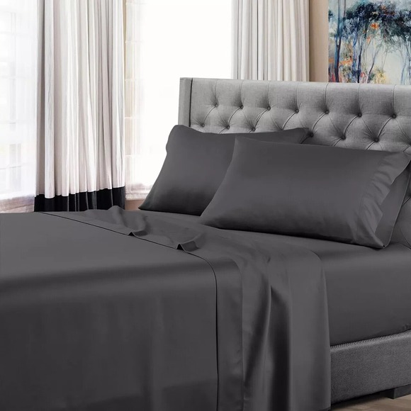 fin. Life Other - California King Sheet Set 4 pc 400 Thread Ct. Sateen Smoke Gray 16" Deep Pocket